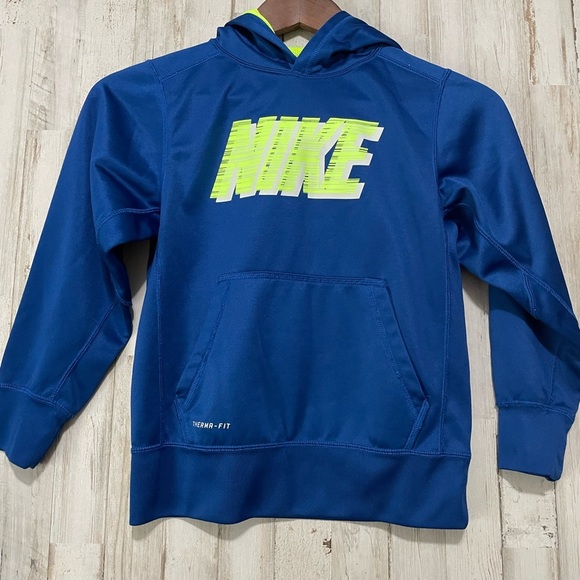Nike Other - Nike boys youth sweatshirt hoodie Sz Small Therma Fit Blue With logo pockets